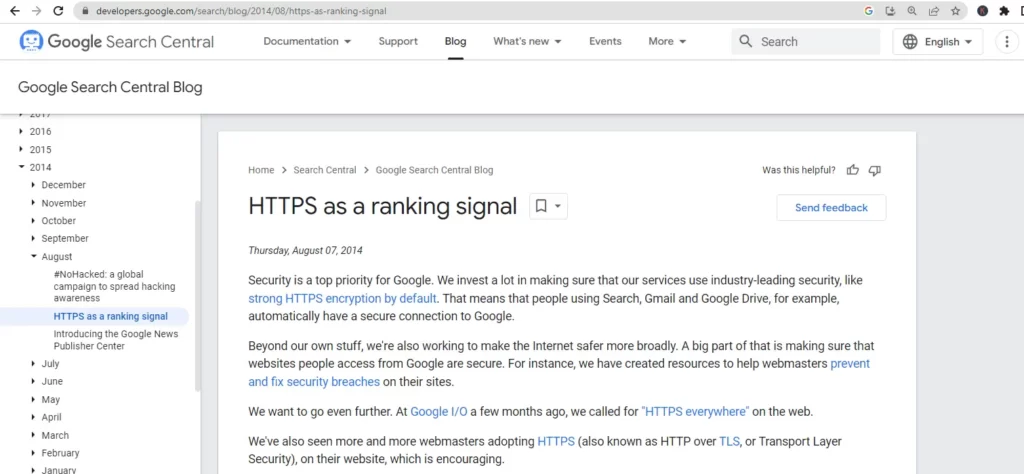 google policies for SSL and https